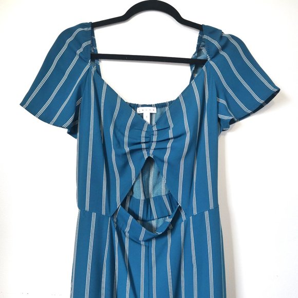 Nordstrom Leith Teal Blue Jumpsuit With Front Cut Out - Picture 2 of 7